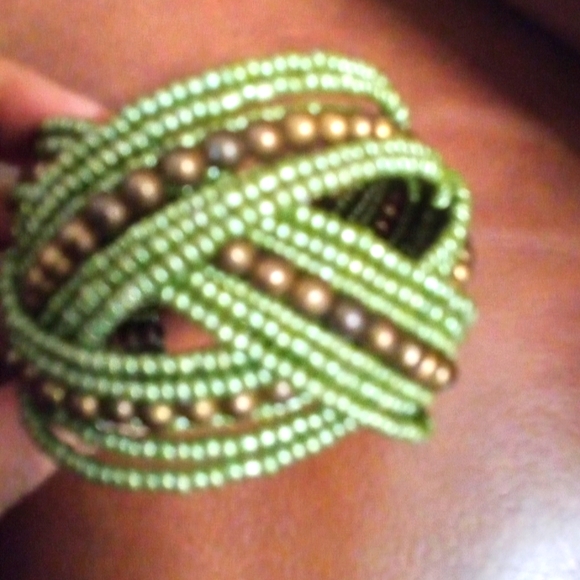 Boho beaded cuff Bracelet - Picture 2 of 3